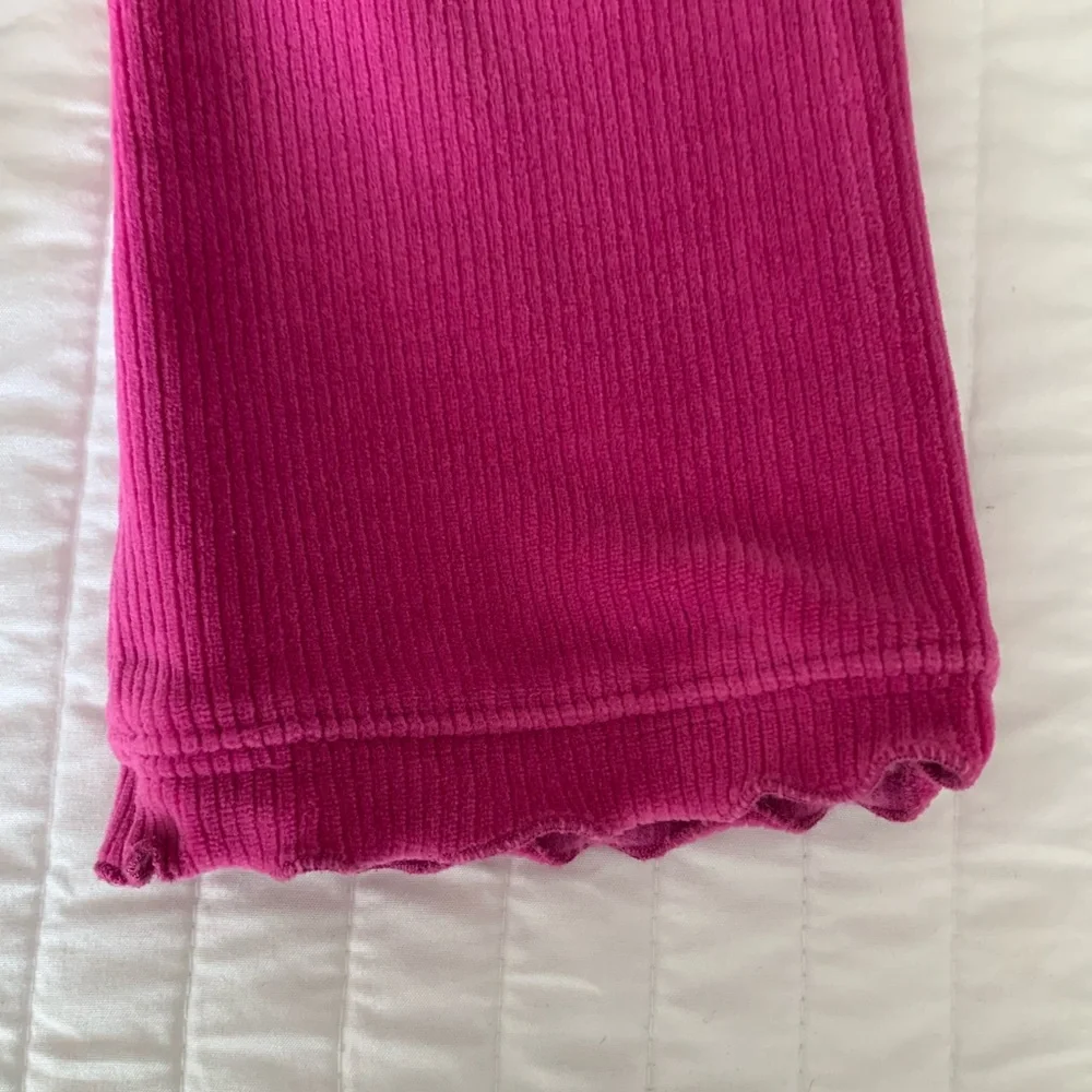 Vintage Children's Place Velour Set Girls 24M Pink Top Pants Ribbed Ruffle Y2K